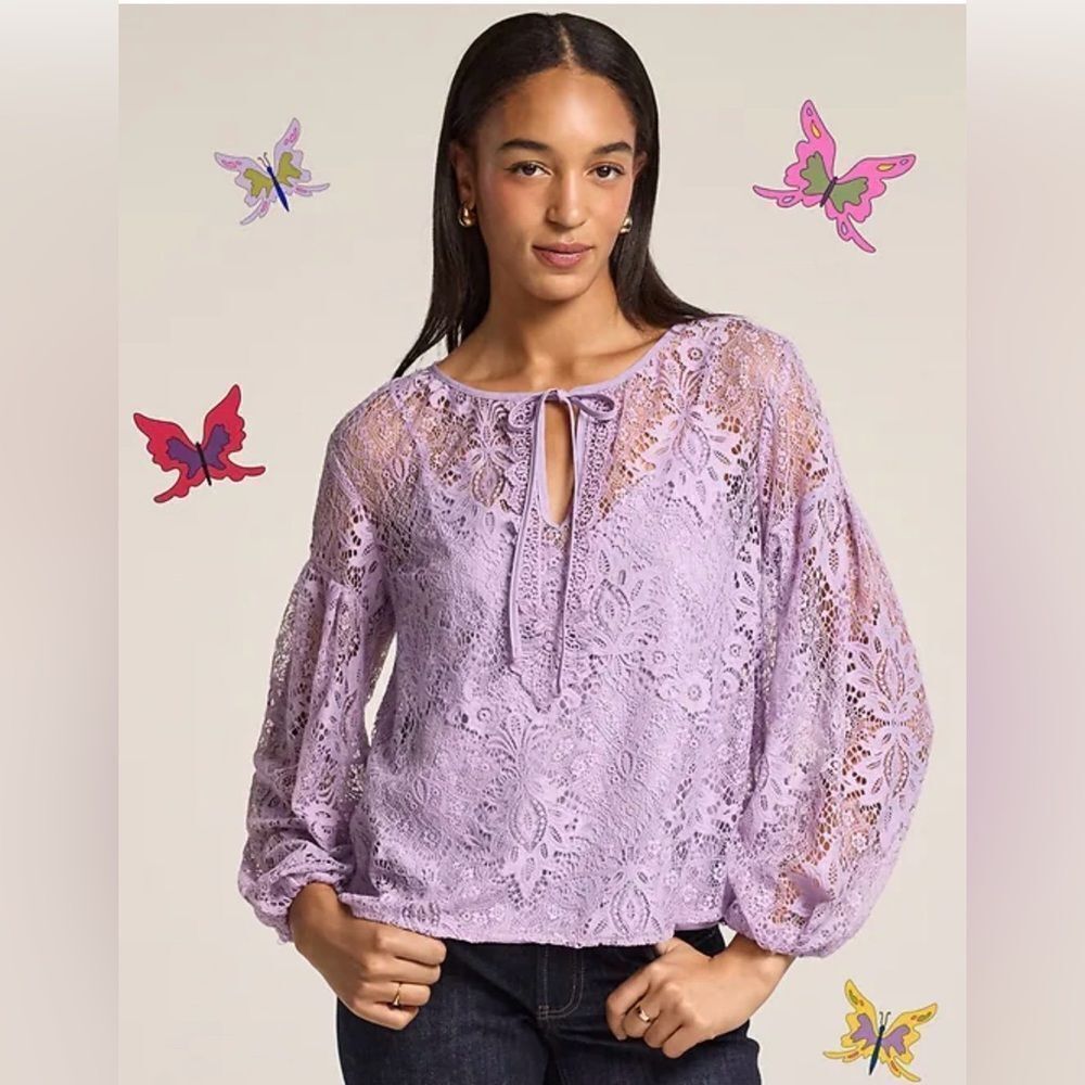 NWOT Old Navy x Anna Sui Lace Applique Top in lilac